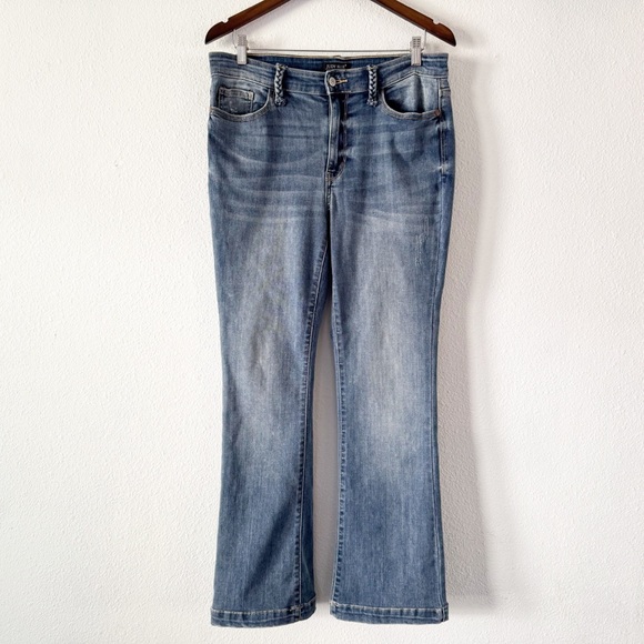 Judy Blue Slim Boot Jeans Stretch Braided Detail Plus Size 13/31 Classic Boho - Picture 2 of 15